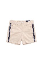 Bermuda con bande logo beige