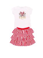Completo t-shirt e gonna bianco e rosso