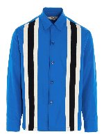 Camicia blu con inserti in maglia