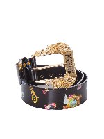 Cintura nera con stampa multicolore