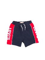 Bermuda in felpa blu con bande logo