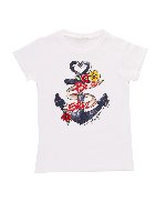 T-shirt bianca con stampa ancora