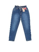 Jeans con elastico e coulisse blu