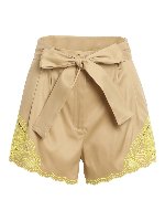 Shorts in cotone con ricamo fluo
