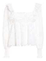 Blusa in cotone con pizzo sangallo