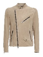 Blouson En Cuir - Beige Clair