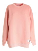 Felpa girocollo rosa con etichetta logo