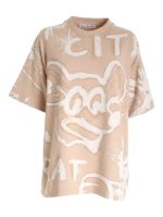 T-shirt beige con stampa all over
