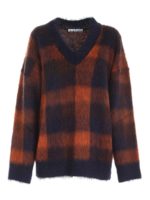 Maglione motivo a quadri blu e arancione