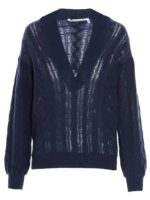 Maglione a trecce blu