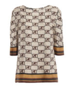 Blusa in twill di seta con stampa logo