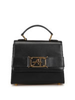 Borsa a tracolla in pelle con logo in metallo