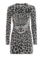 Abito in maglia di lana jacquard con intarsi