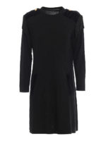 Abito svasato in lana con inserti in velluto