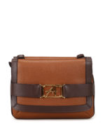 Borsa a spalla bicolore in pelle con logo