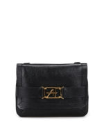 Borsa a spalla in pelle con logo dorato