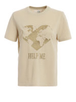 T-shirt Help Me in cotone pique beige