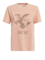 T-shirt Help Me in cotone pique rosa