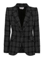 Blazer monopetto in lana a quadri
