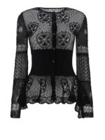 Cardigan in pizzo patchwork con peplo