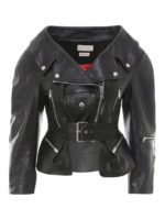 Giacca in pelle liscia asimmetrica