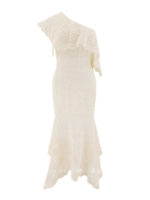 Abito tricot monospalla con balza