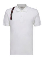 Polo bianca in cotone con banda logo