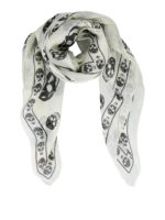 Foulard avorio con stampa teschi