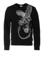 Felpa in cotone con ricamo logo Dragon
