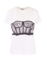 T-shirt bianca stampa bustier