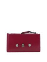 Portacarte con zip Skull e borchie