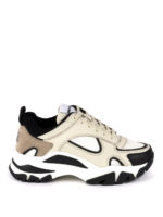 Sneakers in pelle e tessuto