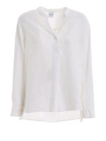 Blusa lunga in lino bianco ottico