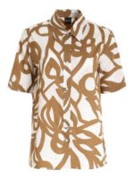 Camicia manica corta beige e marrone