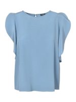 Top azzurro con volant