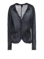 Blazer blu scuro in lino senza orli