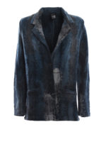Blazer misto cashmere blu effetto patchwork