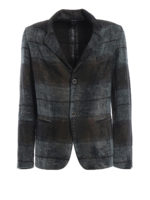 Blazer in lino e cammello a quadri