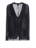 Giacca blu scuro in lino e cotone