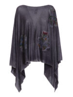 Poncho con inserti floreali effetto pilling