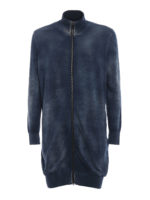 Cardigan lungo blu scuro con zip