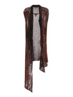 Gilet lungo con borchie in cashmere e seta
