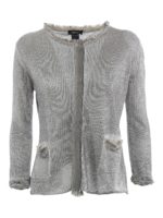 Cardigan crop in punto rasato di lino