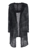 Cardigan grigio in lino con cappuccio