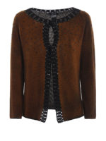 Cardigan con borchie e bordo effetto macrame