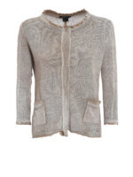 Giacca beige in lino a taglio vivo