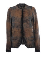 Giacca girocollo con borchie e pelliccia