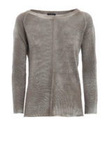 Maglia beige in lino con cuciture a vista