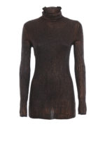 Maglia a collo alto in cashmere color bronzo