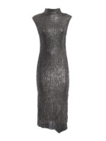 Abito grigio laminato asimmetrico in cotone